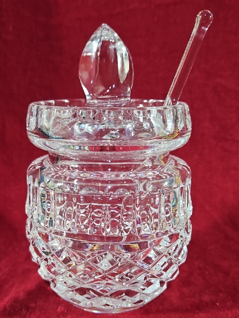 VTG Cut Crystal Jam/Jelly/Preserve/Honey/Condiment Jar with Shell Shaped Spoon